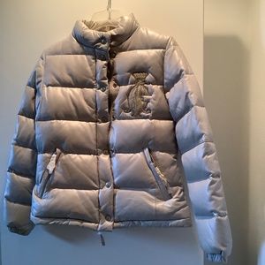 Christian Audigier Leather Puffer Jacket